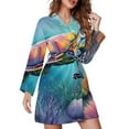 thumbnail image 1 of Sea Turtle Realistic Night Robe Long Sleeve V Neck Robe With Belt Women's Sleepwear Dresses, 1 of 9
