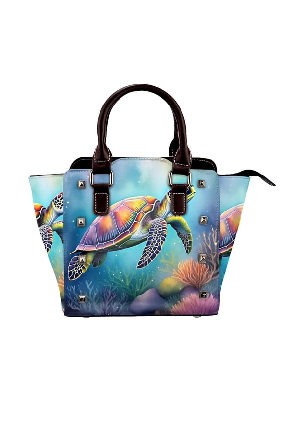 Sea Turtle Realistic Rivet Fashion One-Shoulder Women's Handbag Tote Bag