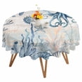 thumbnail image 1 of Sea Turtle Round Tablecloth 54 inches Marine Life Corals Shell Starfish Octopus Ocean Waterproof Oil-Proof Table Cloth Round Table Cover for Holiday Party Picnic Dinner Decor Indoor and Outdoor Use, 1 of 9