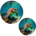 thumbnail image 1 of Sea Turtle Round Woven Potholders Set Trivets for Hot Dishe Heat Resistant Non-Slip Trivets for Cooking and Baking Kitchen Home Decor, 1 of 7