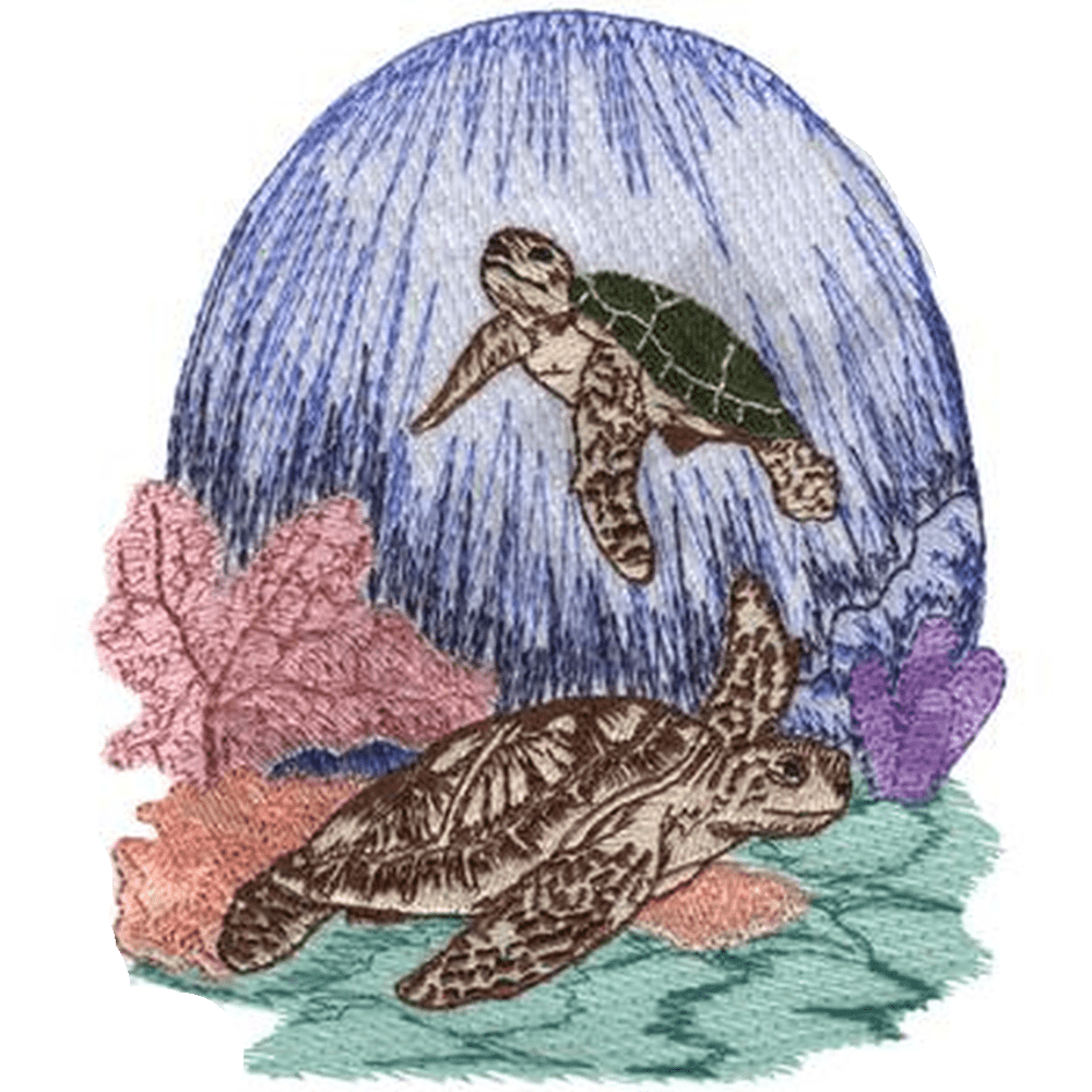 Sea Turtle Scene Embroidered Patch 4.9" x 5.9" FREE USA SHIPPING