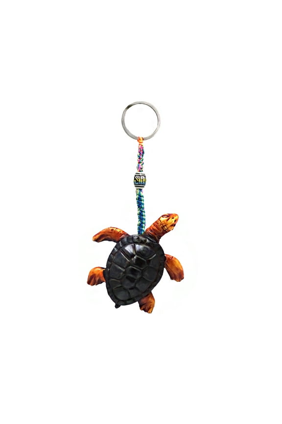 Sea Turtle Sea Animal 3D Figurine Keychain Multicolored Macram Metal Ring - Handmade Gifts Boho Car Keys Bag Accessories