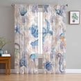 thumbnail image 1 of Sea Turtle Semi Sheer Curtains 84 Inch Length 2 Panels Set, Summer Coastal Nautical Coral Seahorse Sheer Kitchen Curtain Privacy Voile Window Curtain for Living Room Bedroom Rod Pocket Drapes, 1 of 7