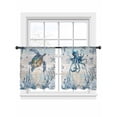 thumbnail image 1 of Sea Turtle Sheer Curtains 54 Inch Long 2 Panels, Marine Life Corals Shell Starfish Octopus Ocean Light Filtering Rod Pocket Curtains, Sheer Voile Drapes for Living Room Bedroom, 52"x54", 1 of 8
