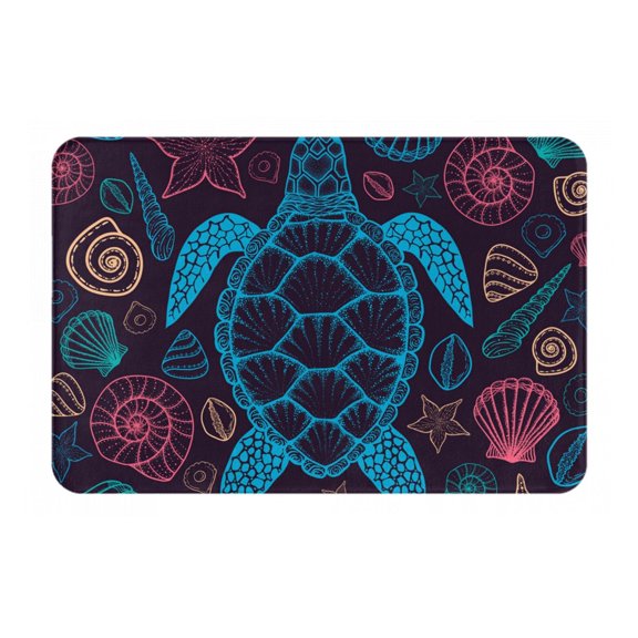 Sea Turtle Shells Starfish Doormat Non Slip Front Door Bathroom Bath Mats Entryway Rug 23.6x15.7 Inch Indoor Door Carpet