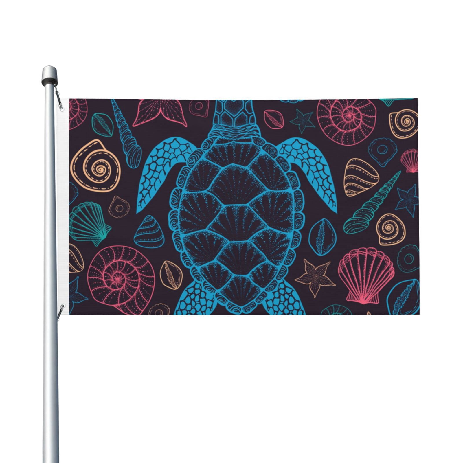 Sea Turtle Shells Starfish Flag 3X5 Ft Garden Yard House Flags Banner ...