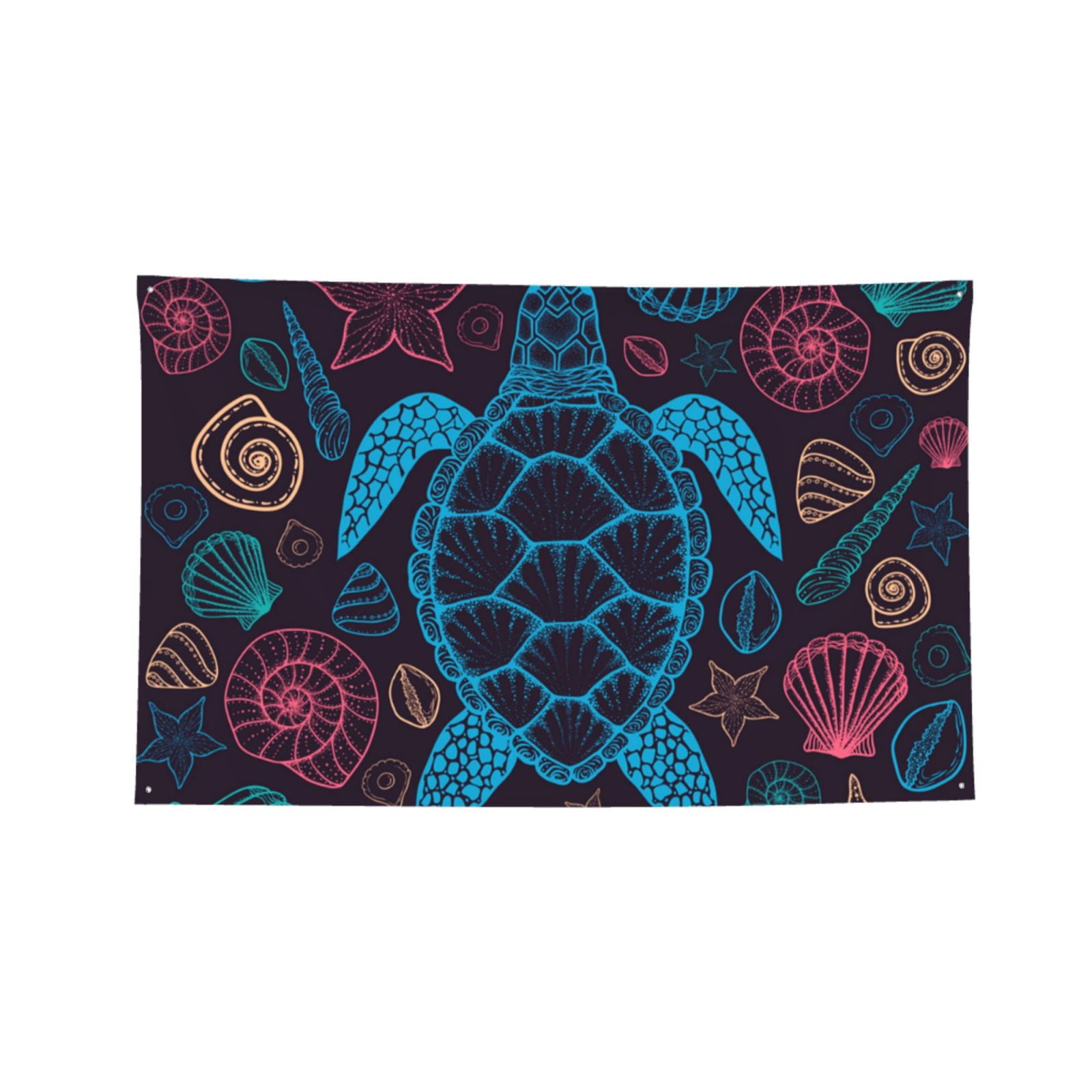 Sea Turtle Shells Starfish Four Hole Decorated Banner Flag for Garden Yard Home Decoration Indoor Outdoor 4x6 Ft