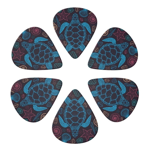 Sea Turtle Shells Starfish Guitar Pick 6 Pack for Bass Acoustic Electric Guitars Lovers Gift 0.46mm
