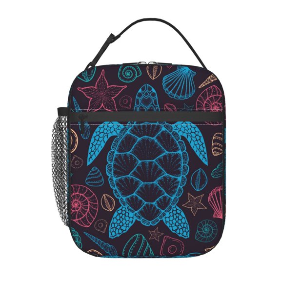 Sea Turtle Shells Starfish Lunch Box Bag Insulated Lunchbox Reusable Tote Thermal Cooler Portable for Women Men