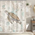thumbnail image 1 of Sea Turtle Shower Curtain 72Wx72H Inch Nautical Coastal Starfish Seashell Coral Vintage Retro Ocean Undersea Sealife Beach with 12 Plastic Hooks Fabric Waterproof Toilet Accessories Decor, 1 of 5