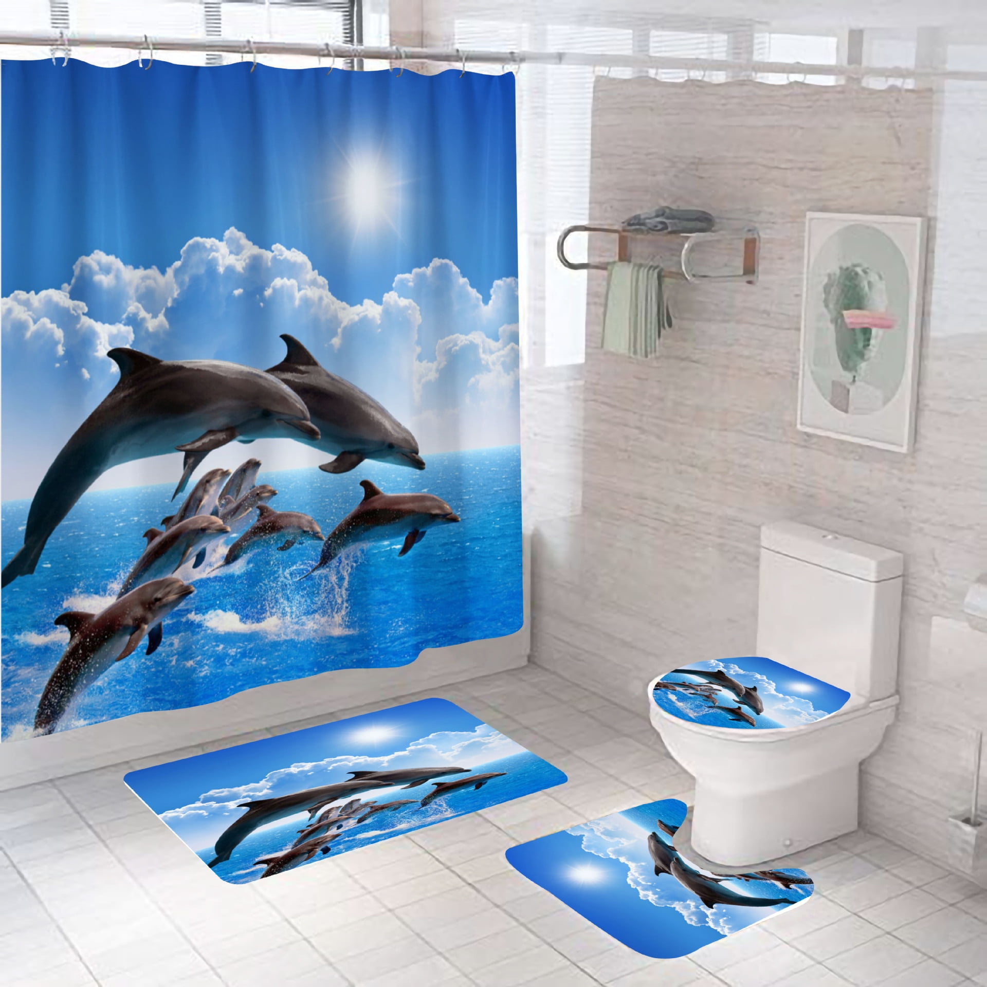 Sea Turtle Shower Curtain Blue Ocean Tortoise Turtle Marine Life Animal