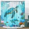 thumbnail image 1 of Sea Turtle Shower Curtain, Blue Ocean Underwater Turtle Octopus Fish Coral Beach Shower Curtain, Marine Life Aquatic Plant Coastal Nautical Shower Curtain For Bathroom Hooks Included 72"X72" Blue, 1 of 6
