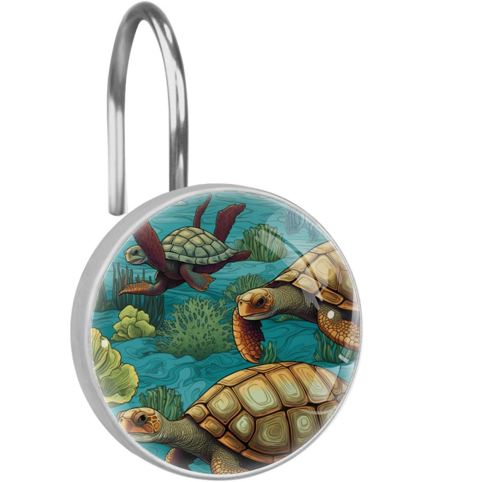 Sea Turtle Shower Curtain Hooks （Set of 12） for Home Hotel Shower Rods