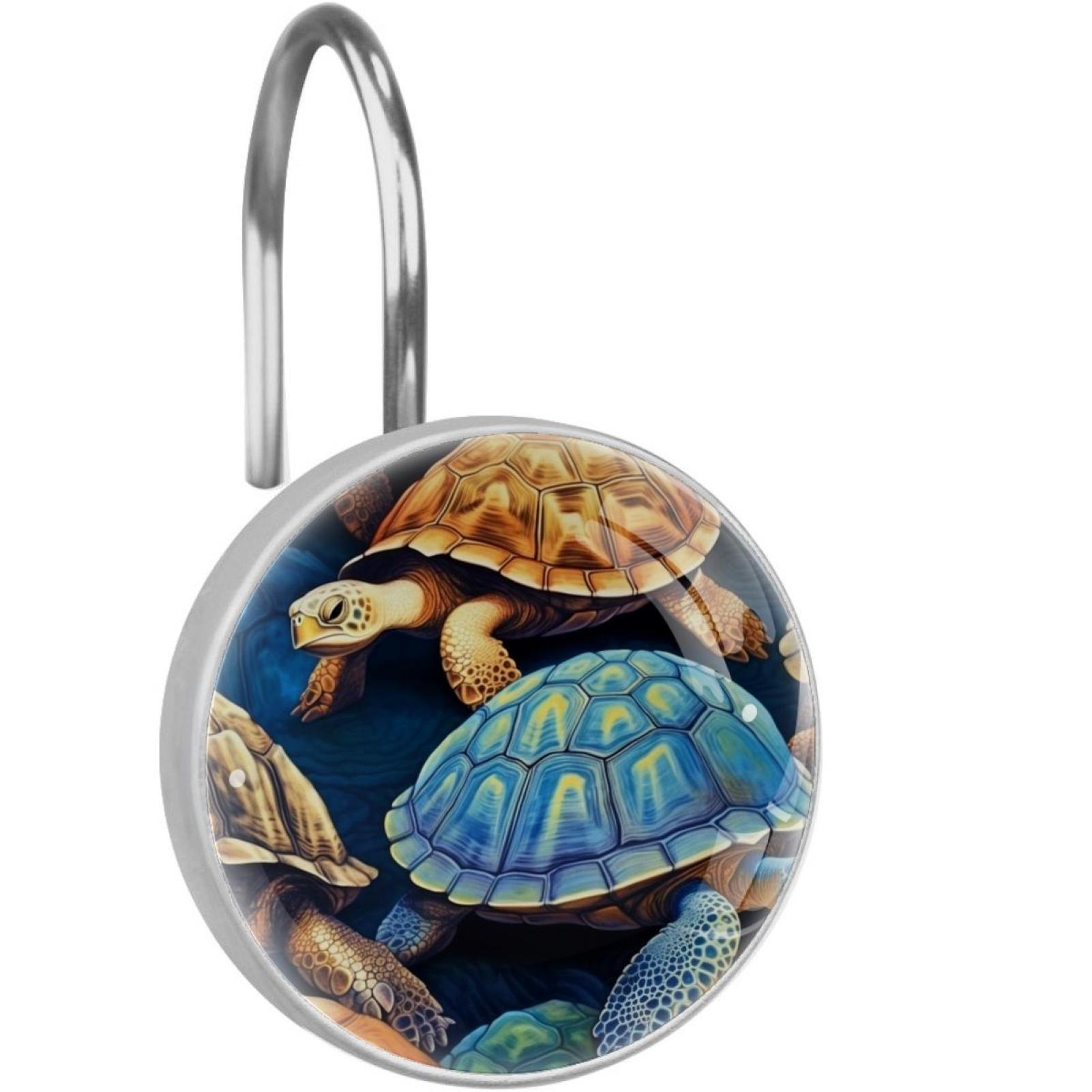 Sea Turtle Shower Curtain Hooks （Set of 12） for Home Hotel Shower Rods