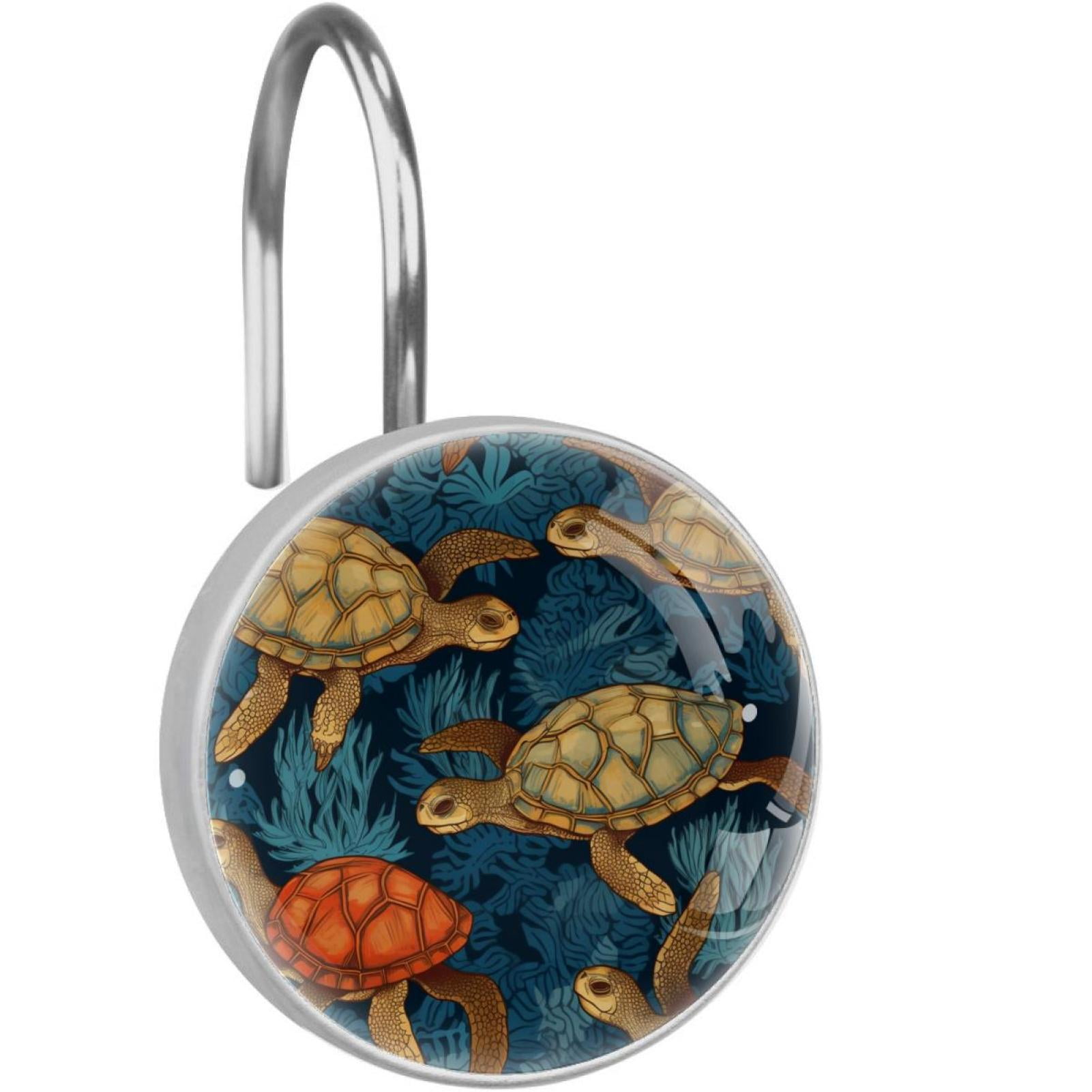 Sea Turtle Shower Curtain Hooks （Set of 12） for Home Hotel Shower Rods
