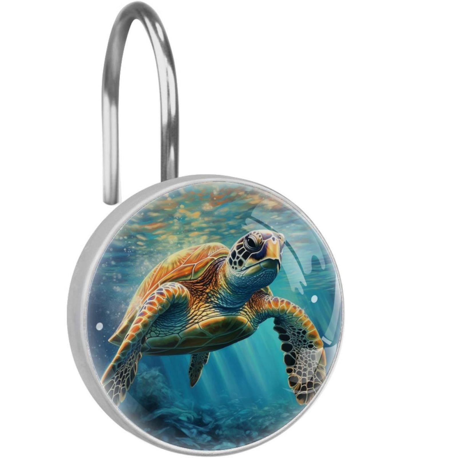 Sea Turtle Shower Curtain Hooks （Set of 12） for Home Hotel Shower Rods