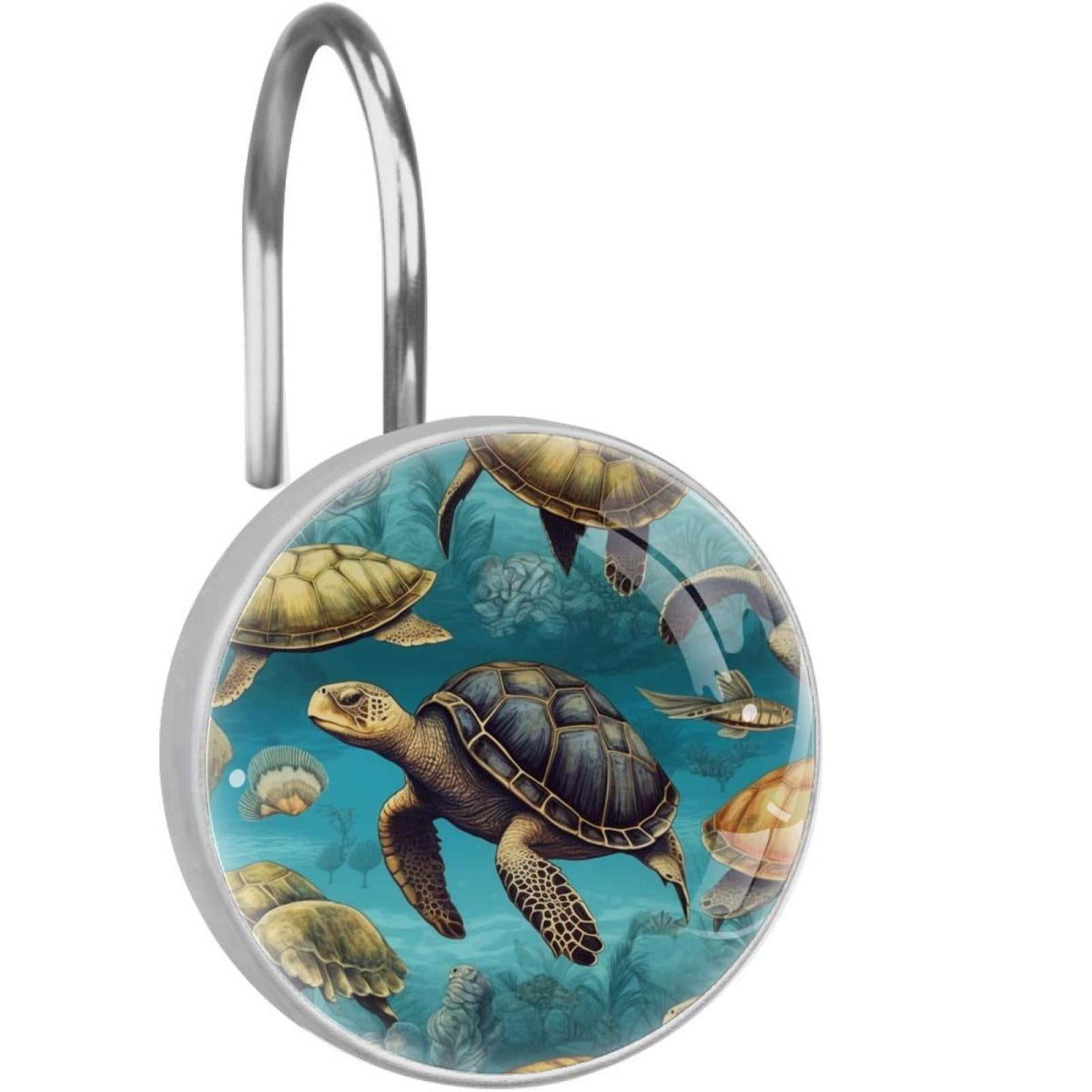 Sea Turtle Shower Curtain Hooks （Set of 12） for Home Hotel Shower Rods