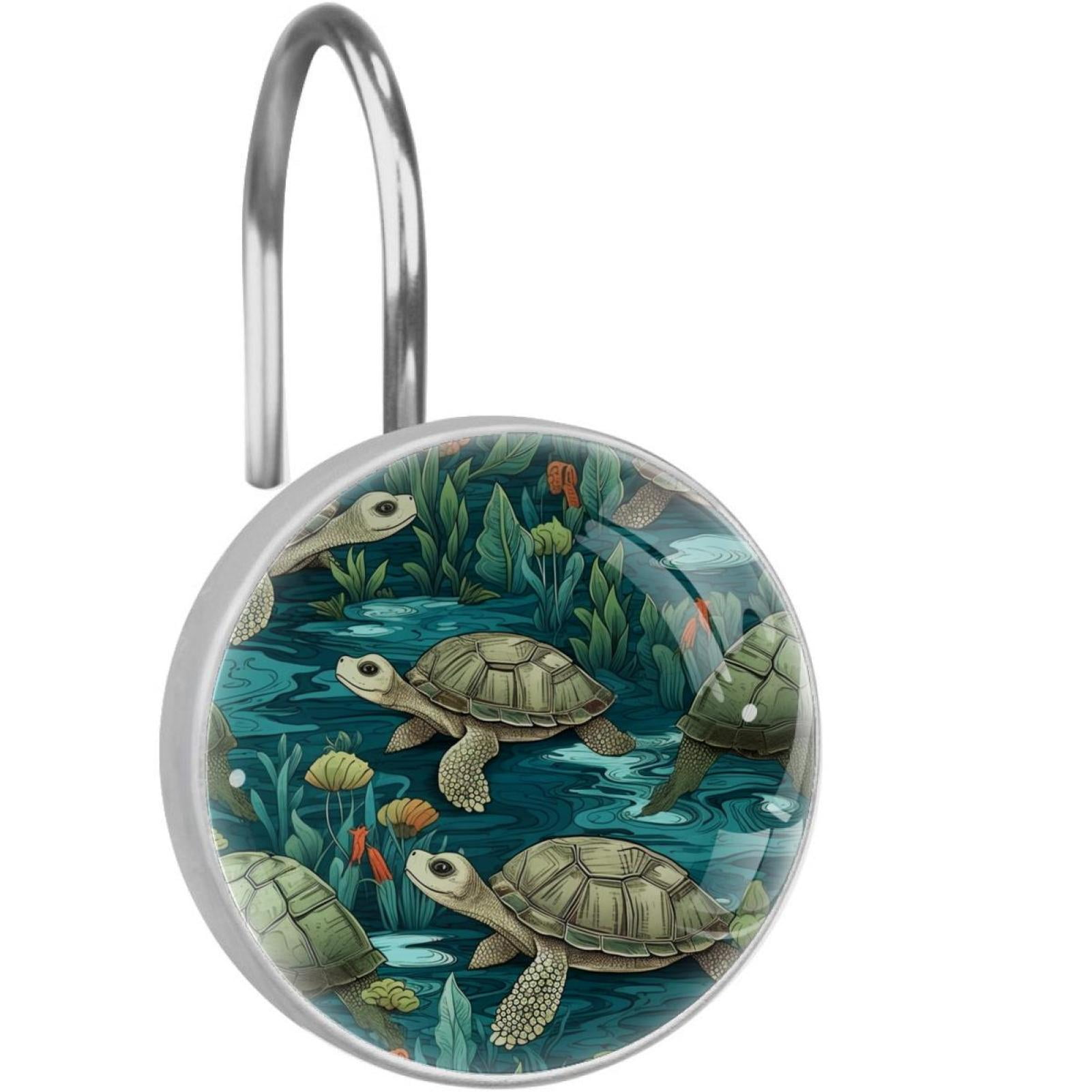 Sea Turtle Shower Curtain Hooks （Set of 12） for Home Hotel Shower Rods