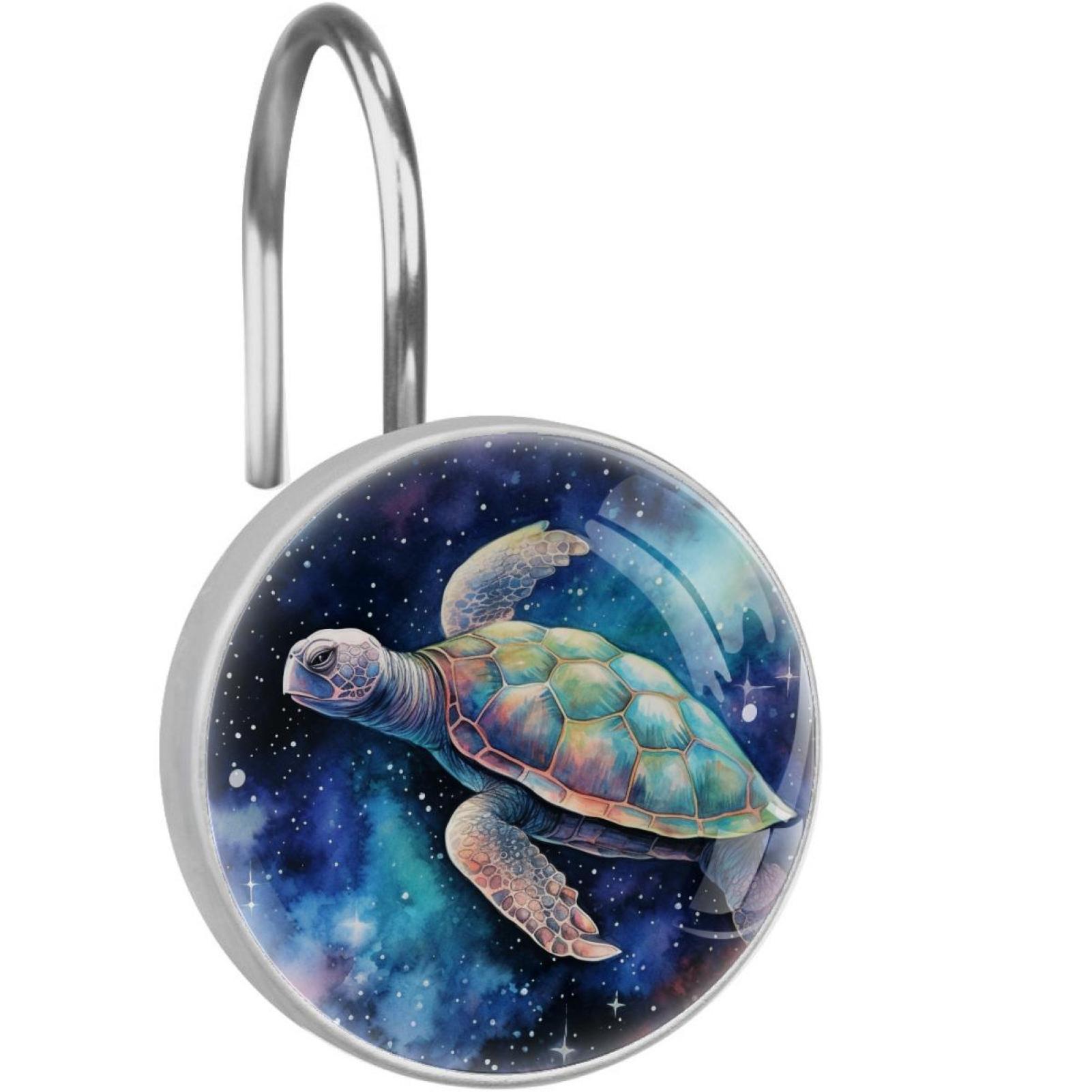 Sea Turtle Shower Curtain Hooks （Set of 12） for Home Hotel Shower Rods Bathroom Crystal Glass