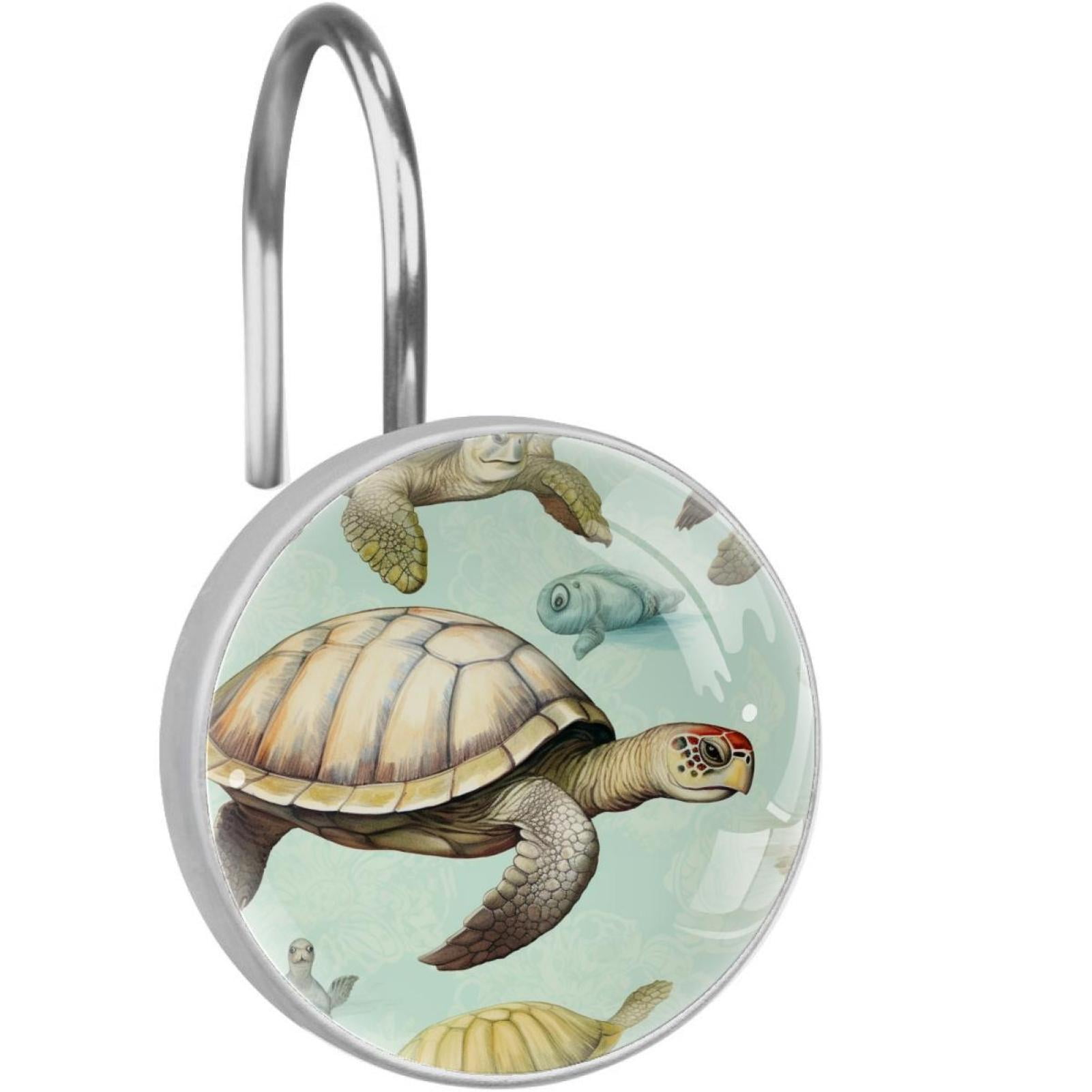 Sea Turtle Shower Curtain Hooks （Set of 12） for Home Hotel Shower Rods