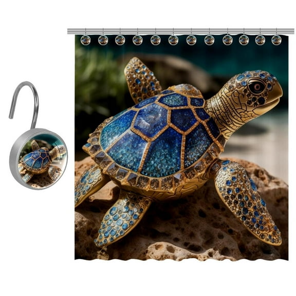 Sea Turtle Shower Curtain Set for Bathroom