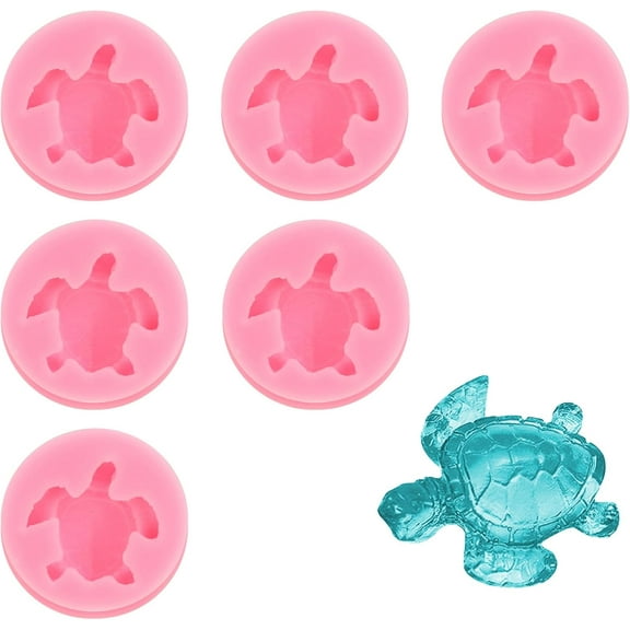 Sea Turtle Silicone Molds - 6 PCS 3D Animal & Tortoise Making Molds for Fondant, Candy & Chocolate - DIY Cake Decoration Tools