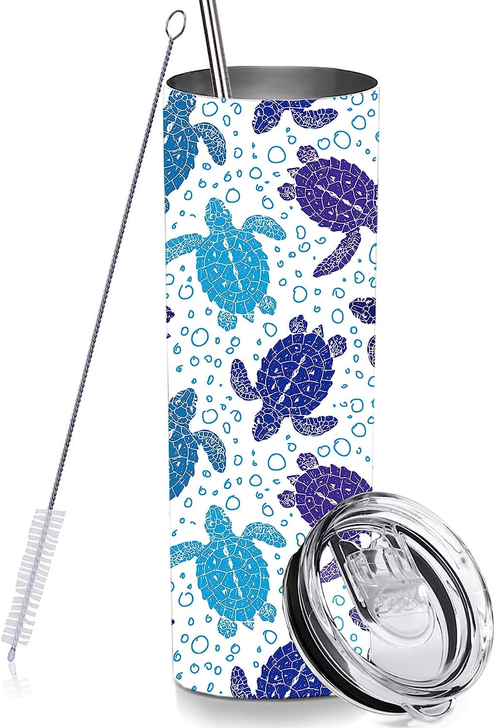 Sea Turtle Skinny Tumblers with Lids and Straws 20 OZ, Stainless Steel ...