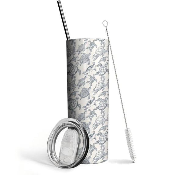 Sea Turtle Skinny Tumblers with Lids and Straws 20 OZ, Stainless Steel Water Bottle Travel Tumbler Cups