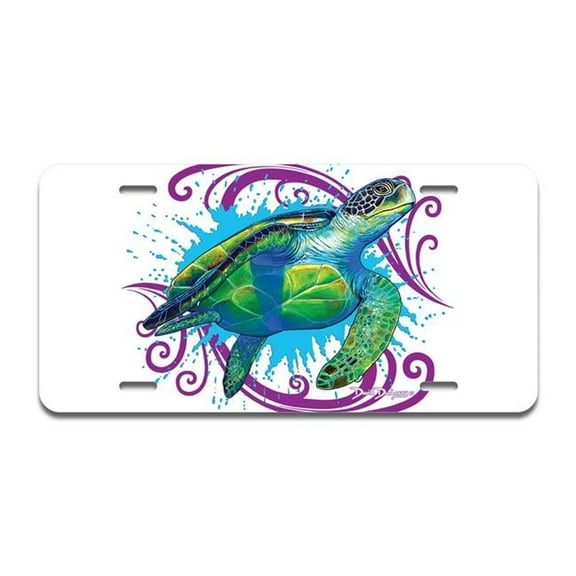 Sea Turtle Splash Aluminum License Plate