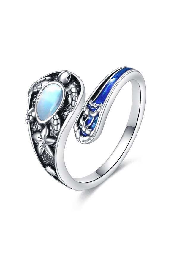 Sea Turtle Spoon Rings Sterling Silver Adjustable Sea Turtle Ring Ocean Jewelry Gifts for Women Men