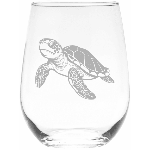 C&M Personal Gifts 17 oz Sea Turtle Stemless Wine Glass. (Style S2)