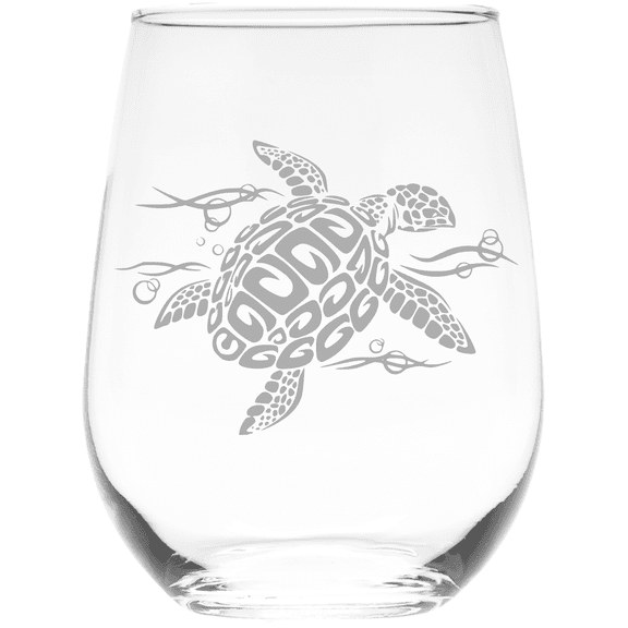 C&M Personal Gifts Sea Turtle 17 oz. Stemless Wine Glass (Style S1)