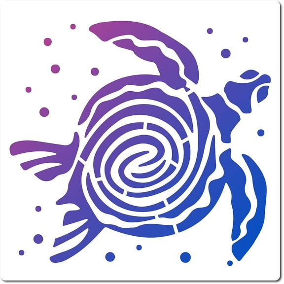 Sea Turtle Stencil 18x18cm Plastic Square Painting Stencils Reusable Summer Ocean Theme Drawing Template for Painting on Wall Fabric Scrapbooking Card DIY Art Crafts Home Decorations colorful