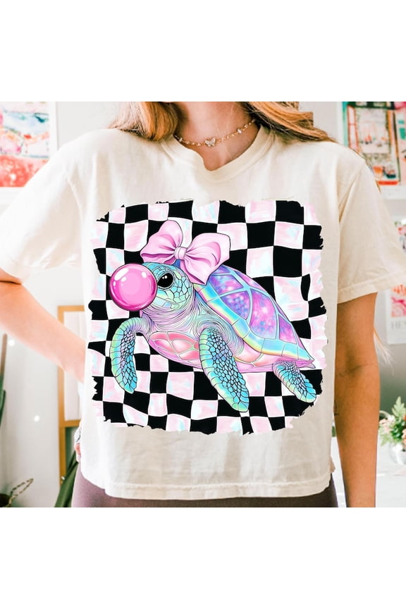 Sea Turtle Summer T-Shirt, Brushstroke Summer Shirt, Funny Summer Shirt, Summer Girly Shirt, Toddler Shirt, Coquette Turtle Shirt, Pink Summer Shirt