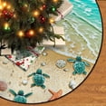 thumbnail image 1 of Sea Turtle Summer Tree Skirt Beach Xmas Tree Mat Starfish Conch Shell Farmhouse Rustic Party Home Decoration Holiday Indoor Outdoor Ornaments 36 Inches, 1 of 6