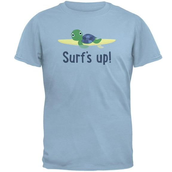 Sea Turtle Surf's Up Summer Cute Mens T Shirt Light Blue MD