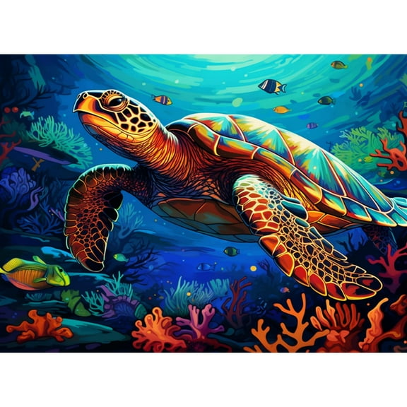 Sea Turtle Swim Undersea Scene 5D Diamond Art Painting by Number Kits for Adults DIY Paint with Round Full Drill Diamond Gems Painting Art Craft for Home Wall Decor 11.8x15.8inch(2)