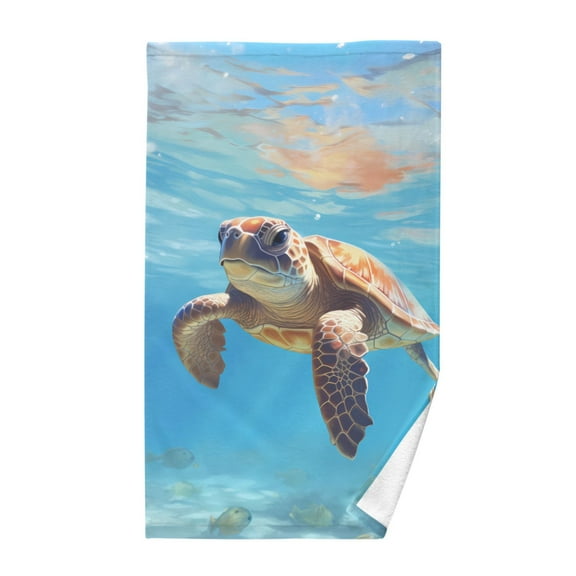 Sea Turtle Swim in Sea Cotton Face Towels Absorbent Hand Towel Soft Bathroom Towel for Kitchen Hotel Decoration