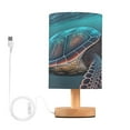 thumbnail image 1 of Sea Turtle Swimming Bedside Table Lamp LED Warm Lights with USB Charging Port Retro Cylinder Desk Lamps, 1 of 7