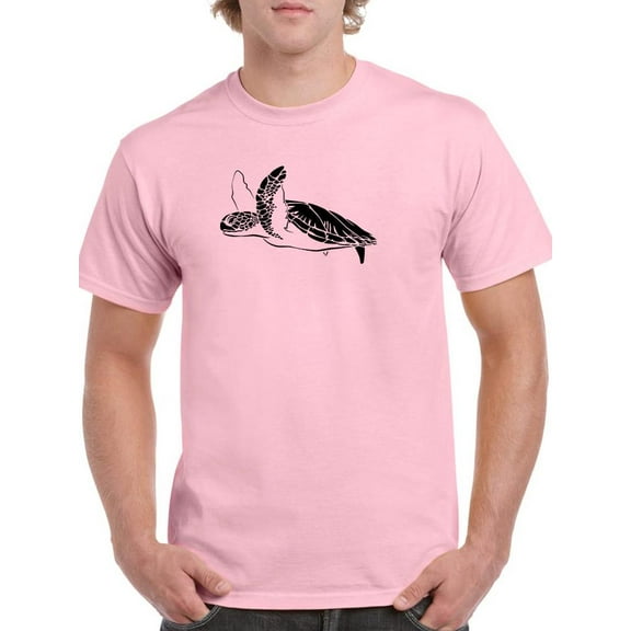 Sea Turtle Swimming Lineart T-Shirt Men -Image by Shutterstock, Male Large