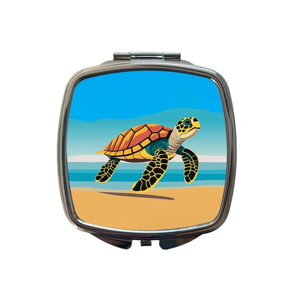 Sea Turtle Swimming Travel Makeup Handbag Purse Small Pocket Compact Mirror