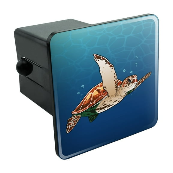 Sea Turtle Swimming in Ocean Tow Trailer Hitch Cover Plug Insert