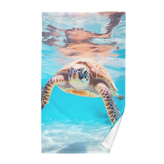 Sea Turtle Swimming in Sea Cotton Face Towels Absorbent Hand Towel Soft Bathroom Towel for Kitchen Hotel Decoration