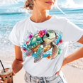 thumbnail image 1 of Sea Turtle T-shirt, Summer Shirt, Ocean Shirt, Tropical Flowers Shirt TH060637, 1 of 5