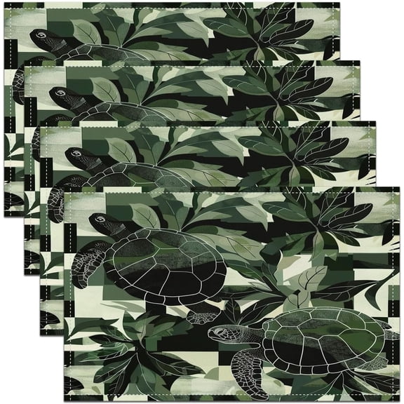 Sea Turtle Table Mats Placemat 12"x18" Ocean Placemats Set of 4 Reptile Tortoise Placemats for Dining Table Indoor Outdoor Kitchen Coastal Nautical Beach Decor Decor Table Place Mats
