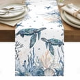 thumbnail image 1 of Sea Turtle Table Runner - 72 Inch Long, Kitchen Dining Table Runner Dresser Scarves, Ocean Coastal Coral Beach Summer Conch Farmhouse Decor for Coffee Tables Wedding Party Banquet, 1 of 8