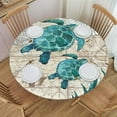 thumbnail image 1 of Sea Turtle Tablecloth with Elastic Edge, Round Table Cloth Ocean Theme Washable Reusable Table Cover for Kitchen Dining Party Picnic, Small(Suitable for 40-44 in), 1 of 6