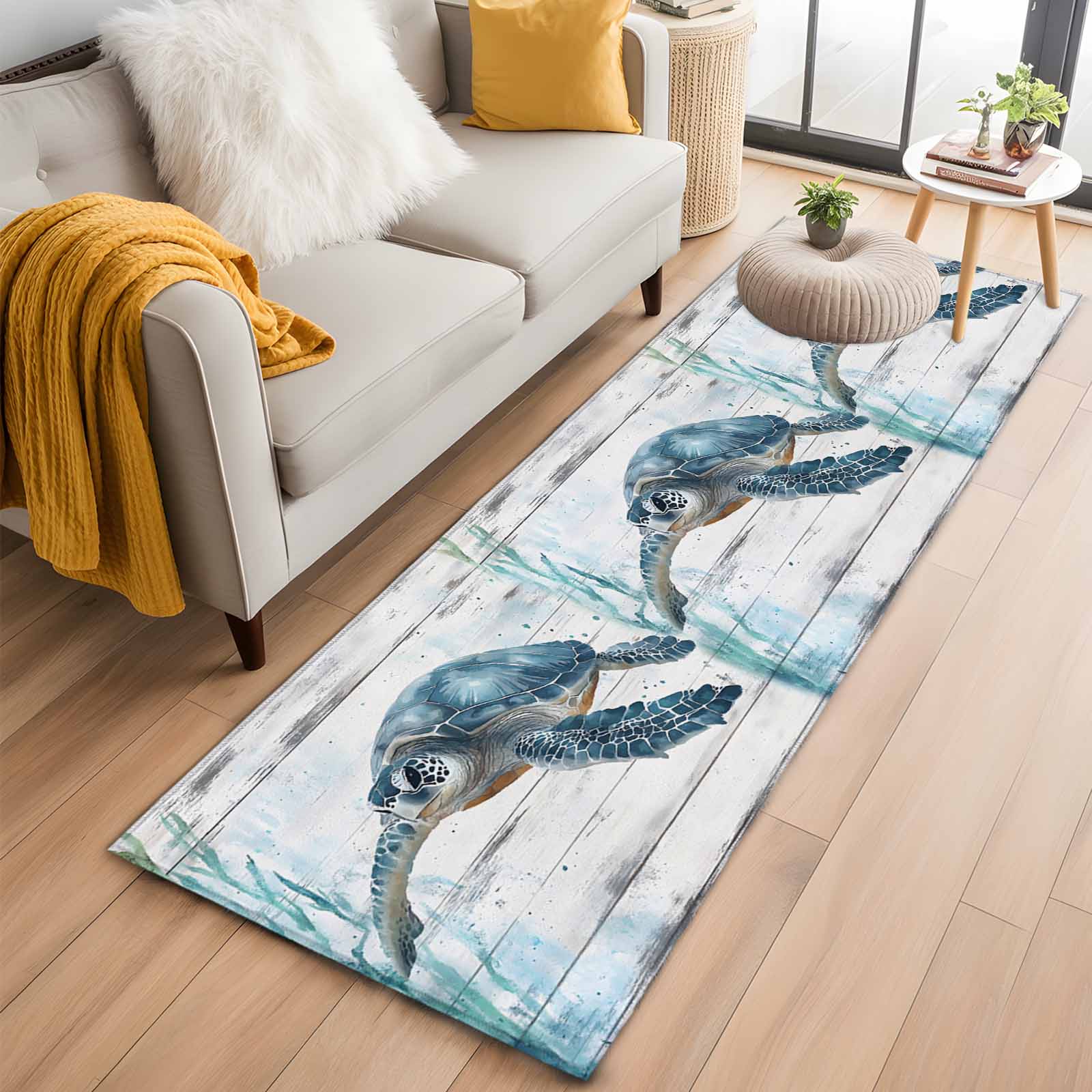Turtle Rug Runner Sea Turtle Teal Green Kitchen Runner Rug 2x6 Washable Runners for ...
