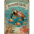 thumbnail image 1 of Sea Turtle The Ocean Fixes Everything Vintage Aluminum Sign 5.5x8 IN Sea Turtle Sign, 1 of 6