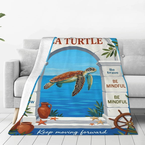 Sea Turtle Throw Blanket | Soft Flannel Blanket with Healing Turtle Pattern – Cozy All Season Couch Blanket 50x40